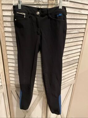 301. Schockemohle Electra  Women's Riding Breeches with Blue Accents pre owned